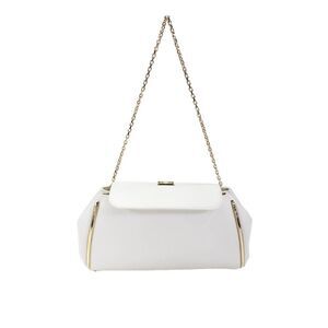 Eponymous Womens Chain Strap Metal Trim Leather Small Shoulder Handbag White